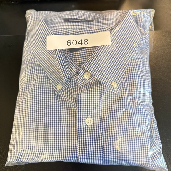 Lands End Dress Shirt Mens 18.5 36T Button Down Blue Gingham Traditional Fit - Picture 11 of 11